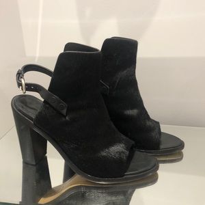 Rag and Bone peep toe calf hair heels